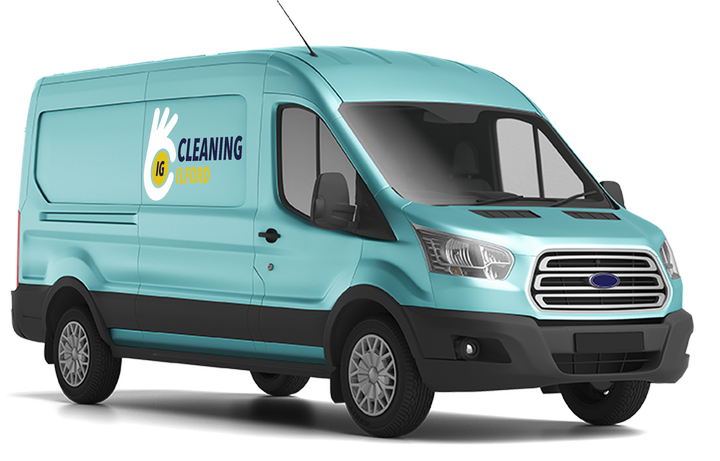 Cleaning Ilford van carrying supplies and equipment to a job in the IG postcode area